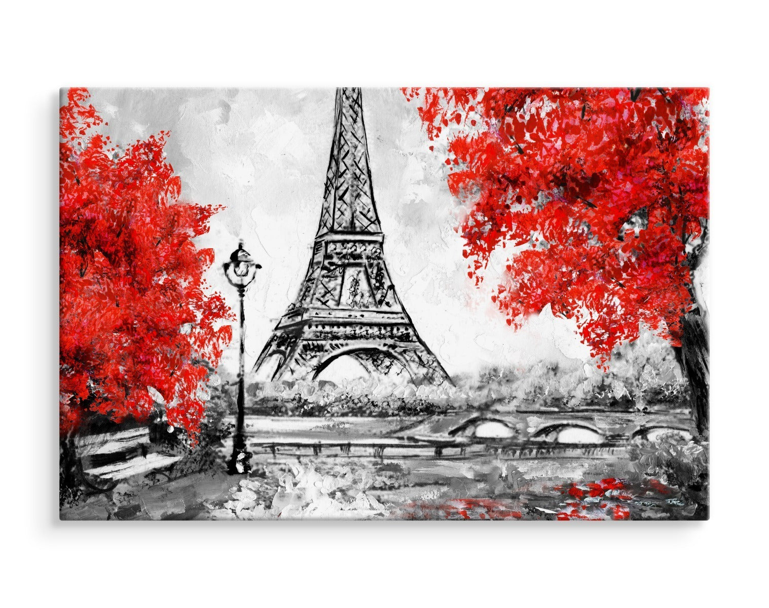 Eiffeltårnet mellom blomstrende trær