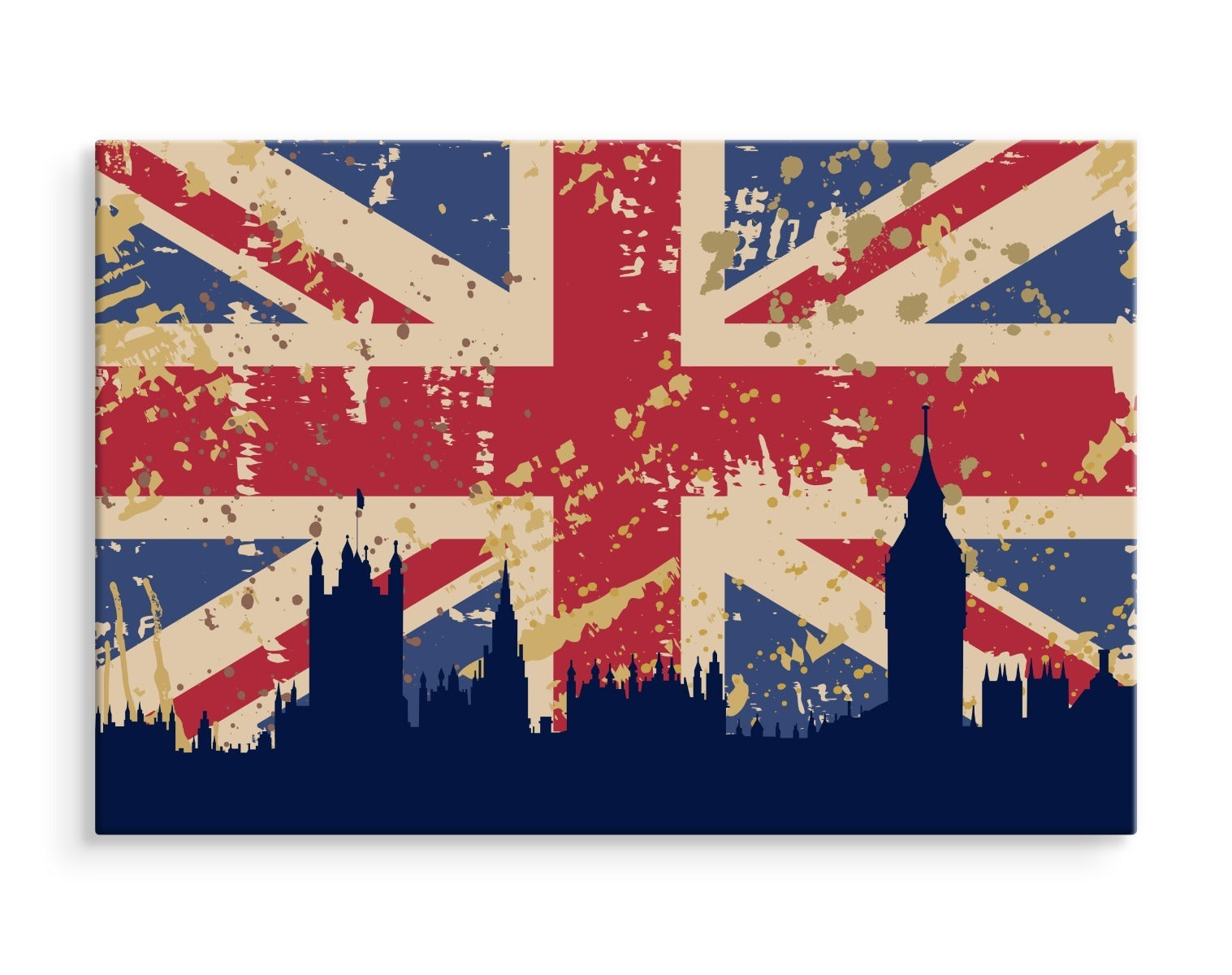 Flagget til storbritannia med silhuett av london