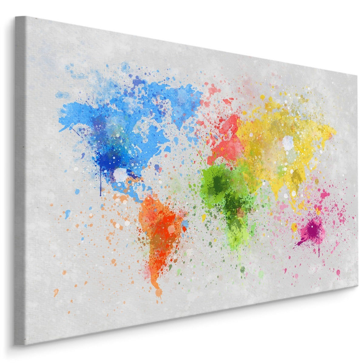 Fargerikt verdenskart malt i akvarell