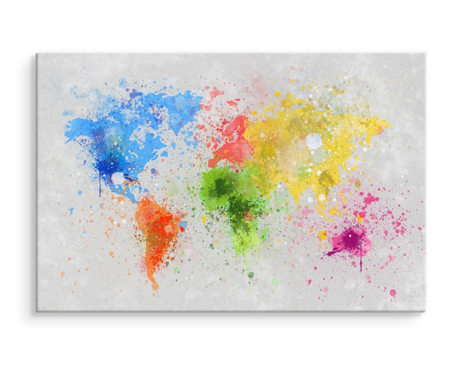 Fargerikt verdenskart malt i akvarell