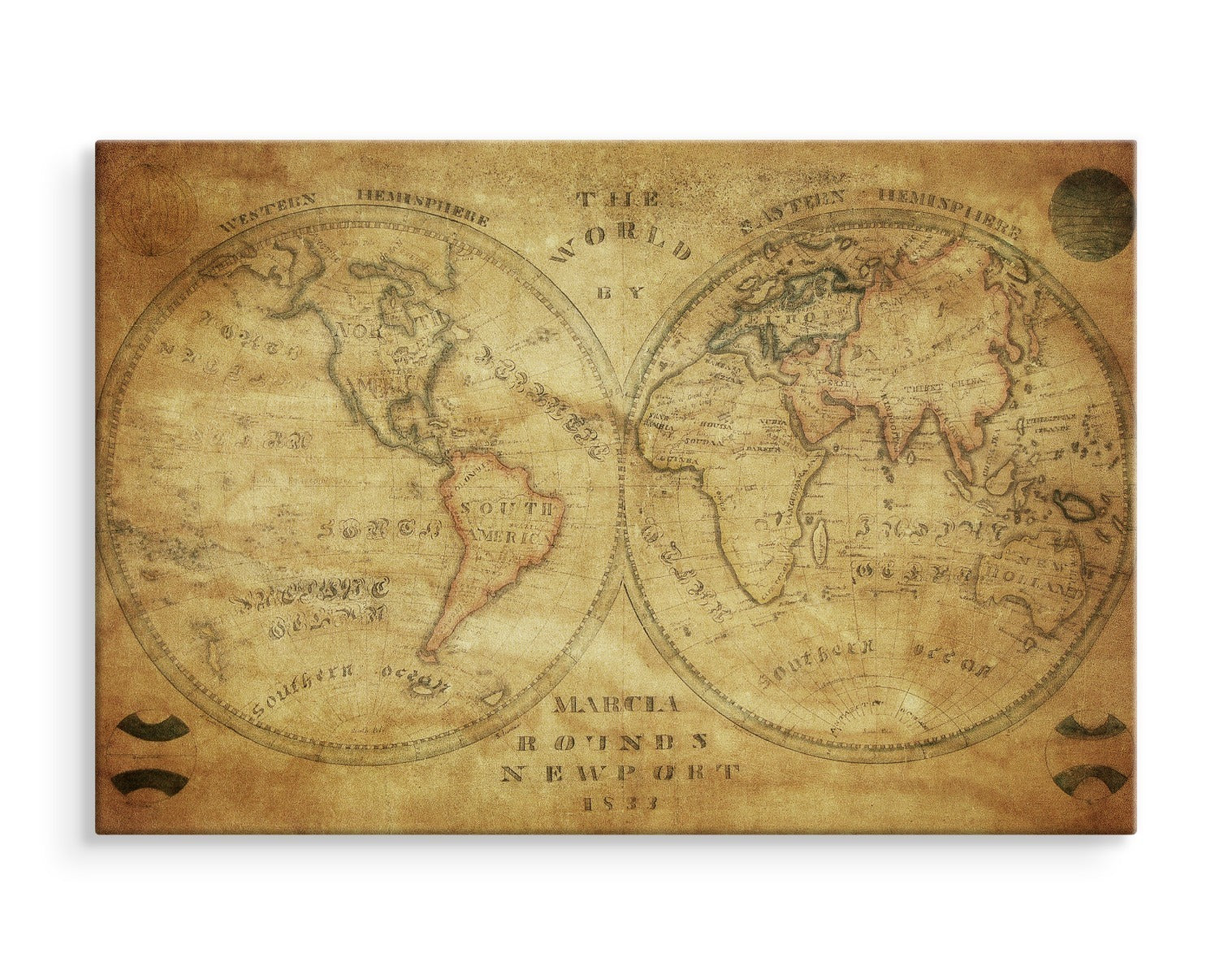 Historisk kart over verden fra 1800-tallet