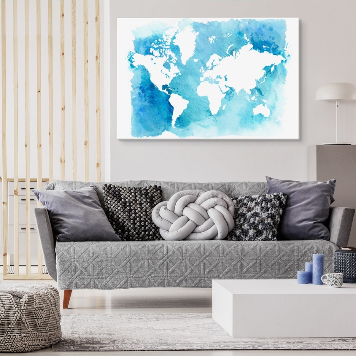 Blått og hvitt verdenskart