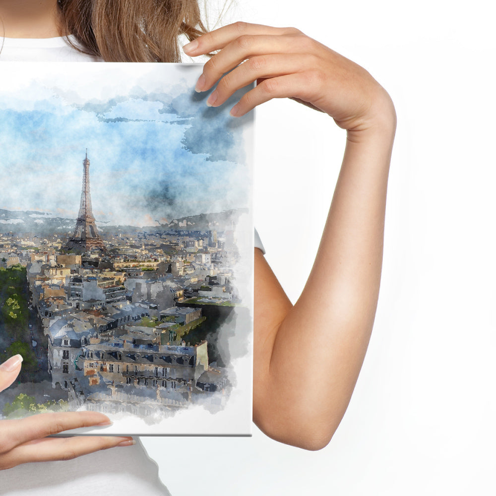 Panorama av paris - akvarell