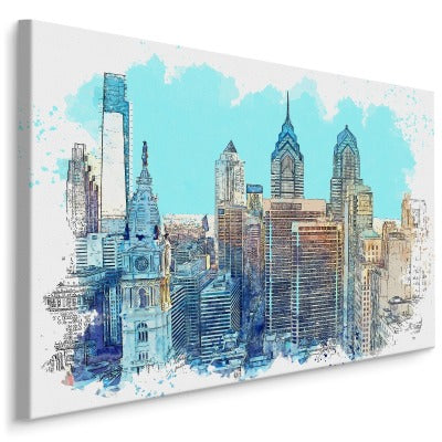 New york city skyskrapere med en akvarell vri