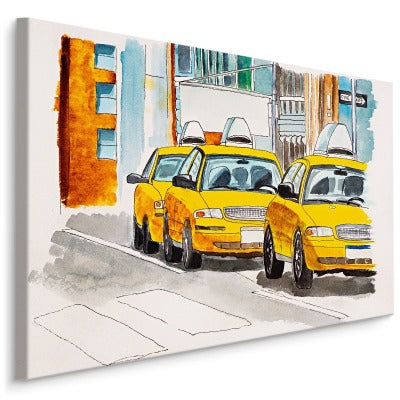 New york city taxier malt i akvarell