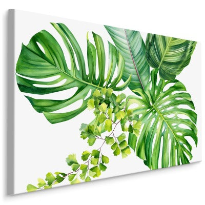 Grønne eksotiske blader malt med akvarell