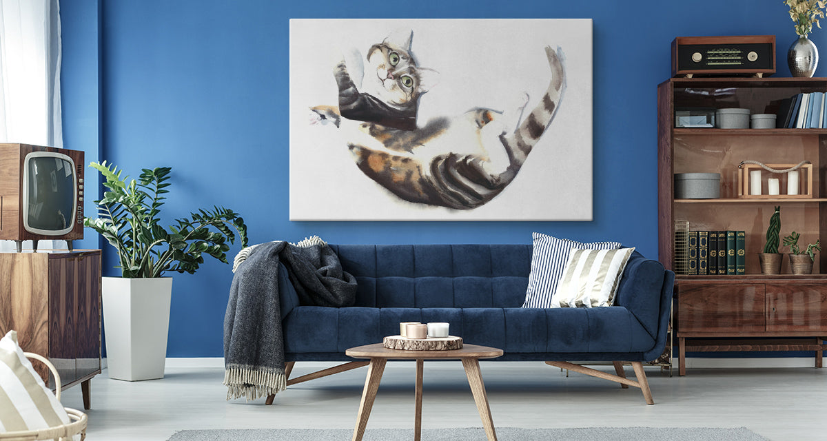 Katt malt med akvarell
