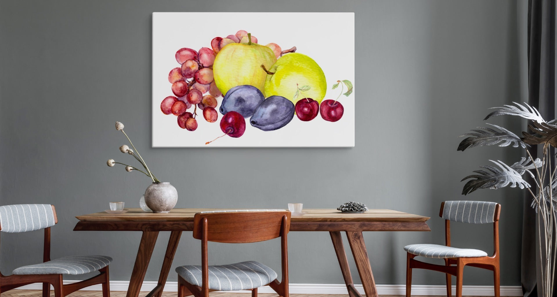 Sommerfrukt malt i akvarell