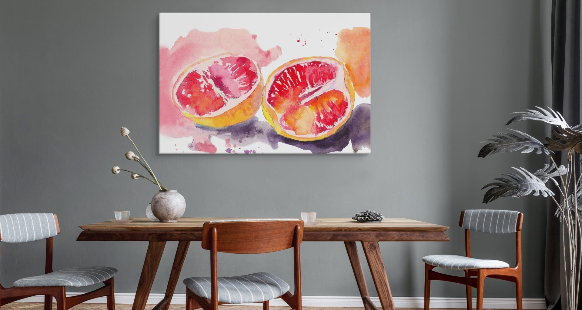 Grapefrukt malt med akvarell