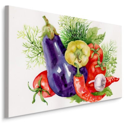 Grønnsaker malt i akvarell