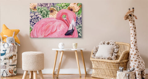Flamingo og blomster