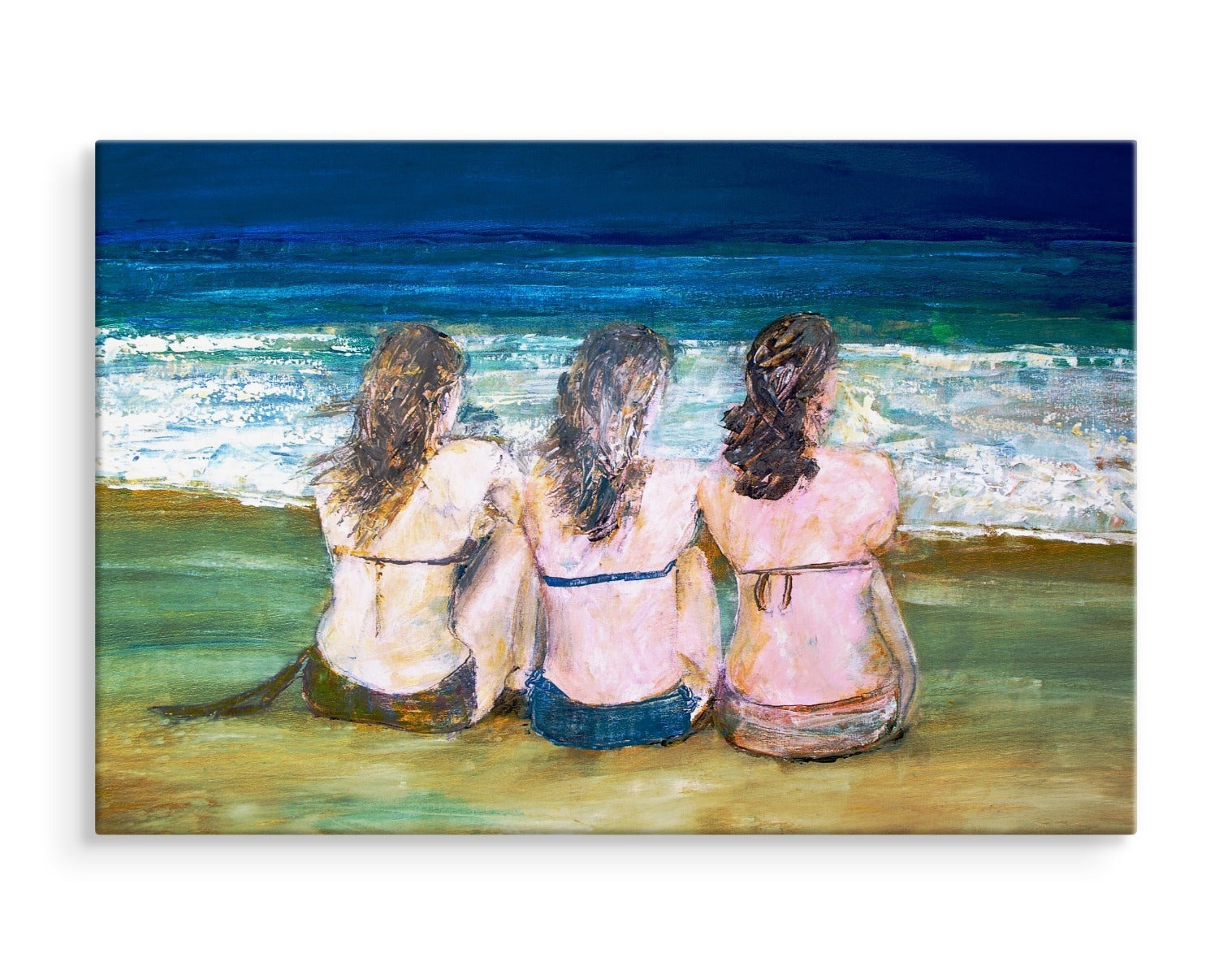 Tre kvinner ved sjøen