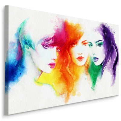 Akvarellportrett av tre kvinner