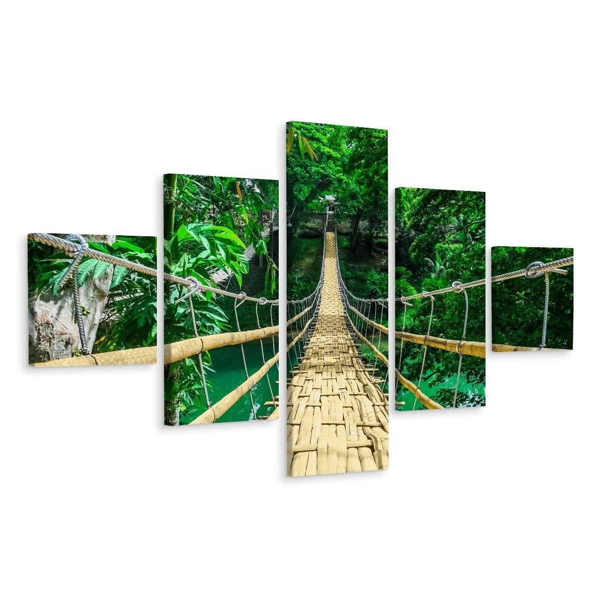 Flerdelt: Bambusbro i en tropisk skog