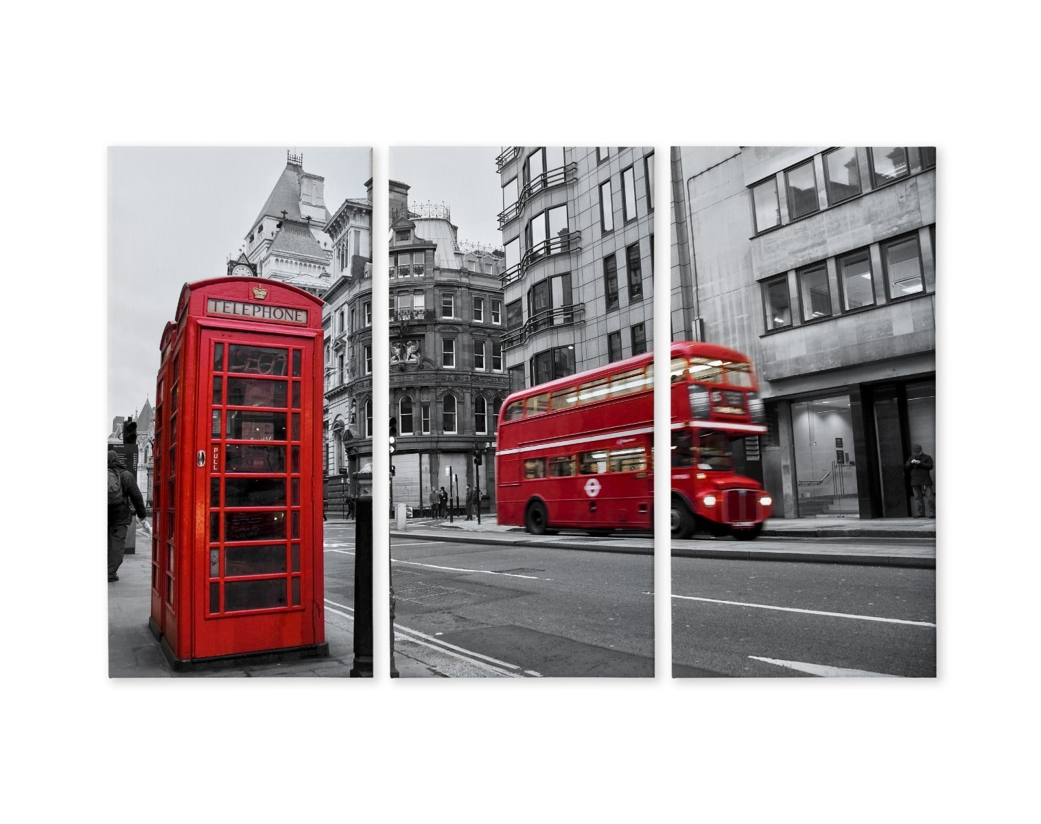 Flerdelt: London buss og telefonkiosk