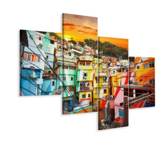 Flerdeltrio de janeiro sentrum og fargerike favelaer