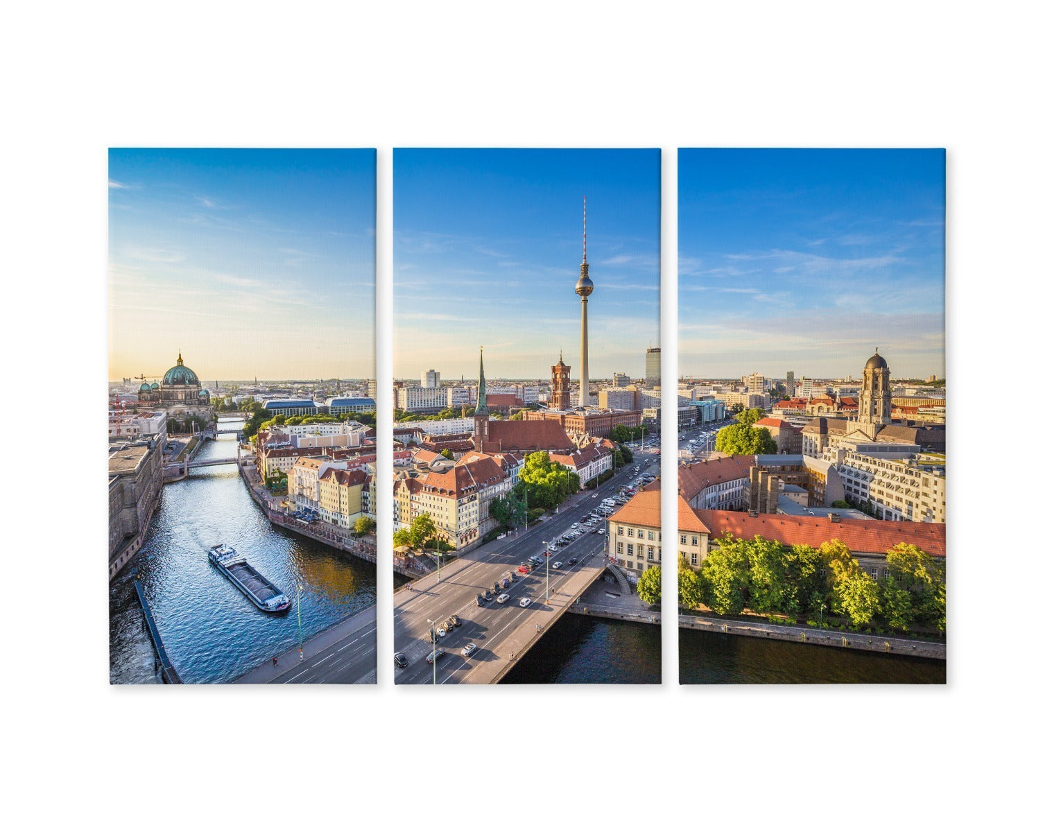 Flerdelt: Elv og panoramautsikt over berlin