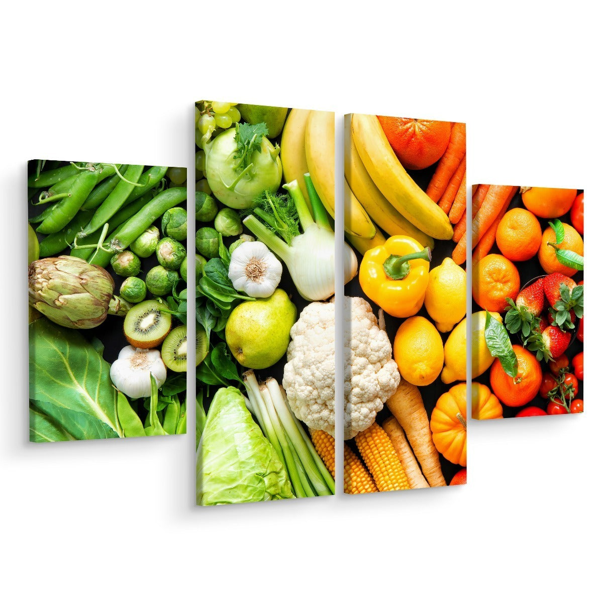 flerdeltfrukt og grønnsaker i regnbuens farger