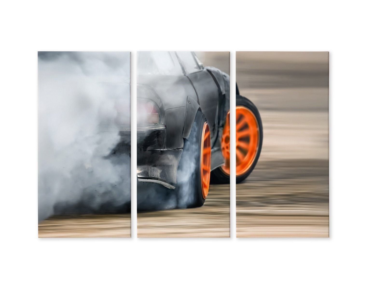 Flerdelt: Driftende bil i et røykpust