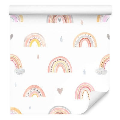 For Barn Pastell Rainbow Clouds 3D Hearts
