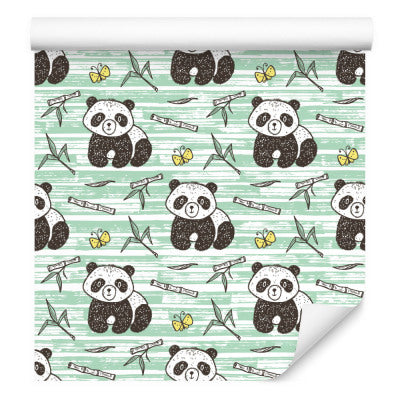 Pandaer På Grønn Tapet