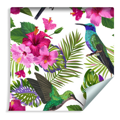 Tropical - Fargerike Hummingbird Blader & Blomster