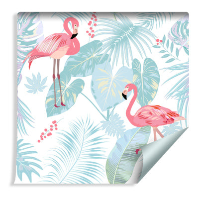 Flamingoer & Eksotiske Blader I Pastellfarger